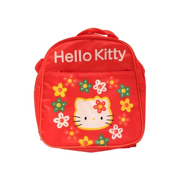 Hello Kitty Childs Backpack Small Lightweight Red Vinyl - Picture 1 of 3
